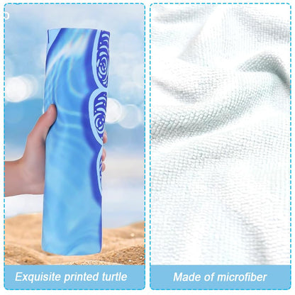 HAJXXMM Microfibre Beach Towel for Adults, Turtle Beach Towel, 140 × 70 cm Quick Dry Beach Towel, Lightweight Beach Towel with Net Bag