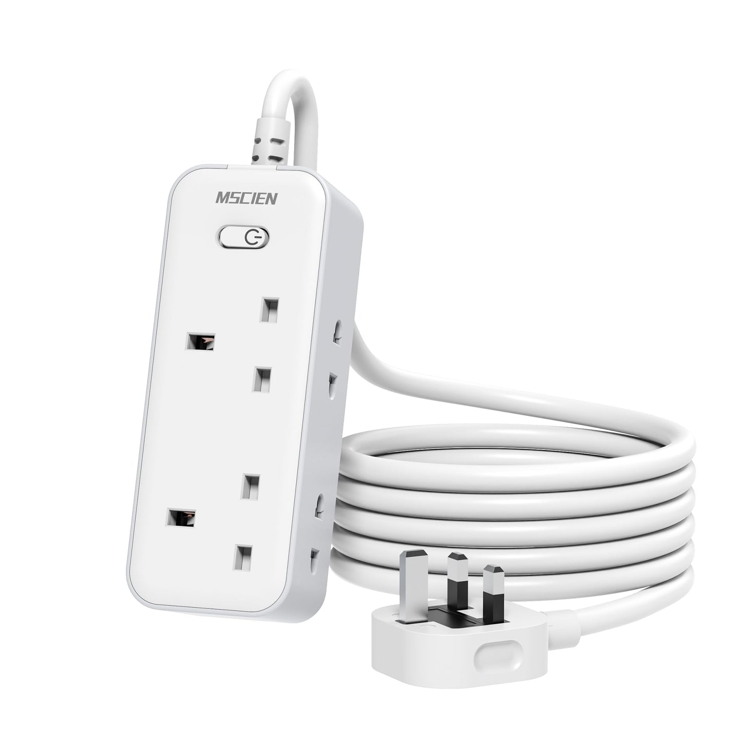 5M Extension Lead with 3 USB Slots, Mscien Extension Cable 2 Way with 13A Fuse, Shaver Plug Adaptor UK, 5 Metre Extension Cord with Wall Mountable for
