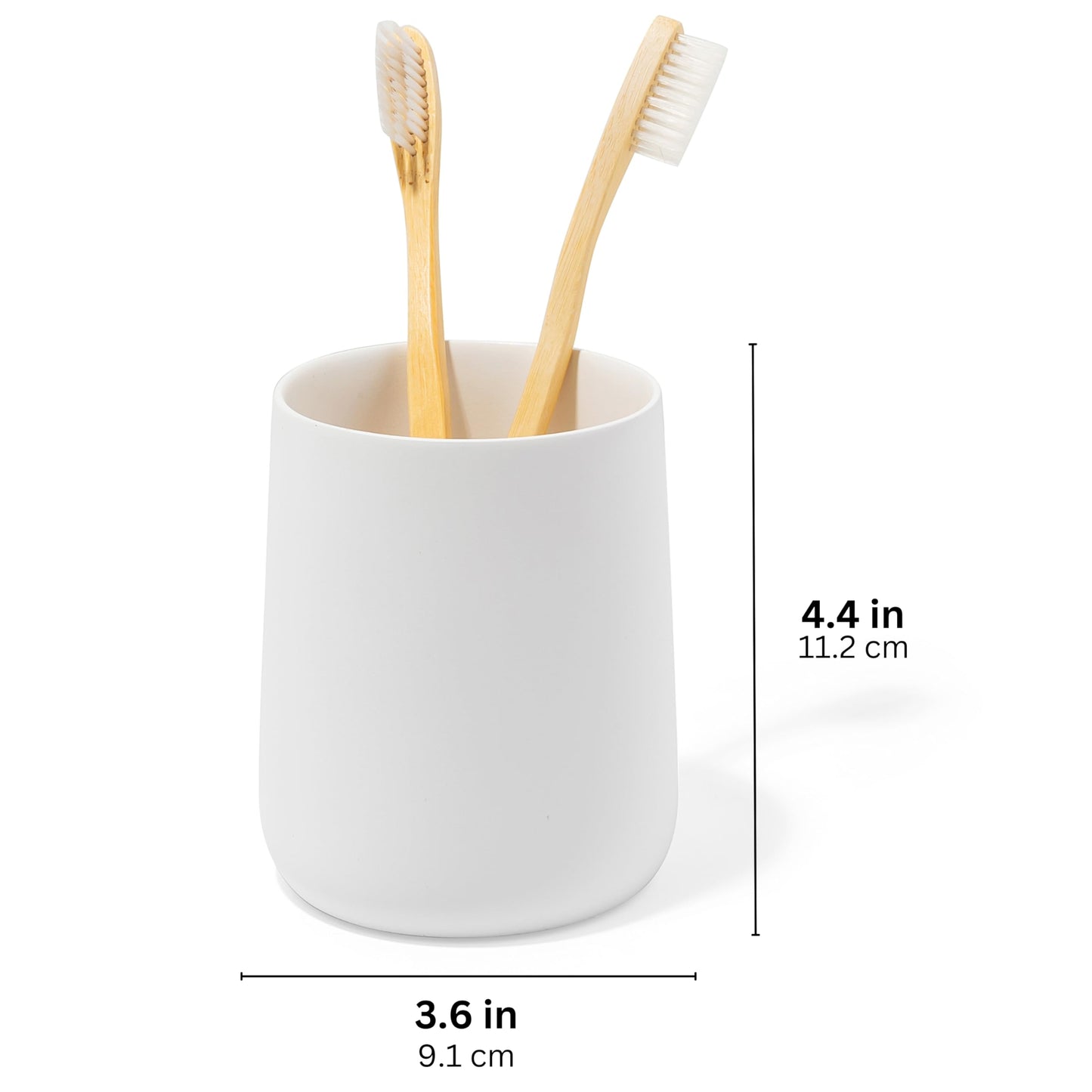 Yew Design Matte White Toothbrush and Toothpaste Holder and Cup for Bathroom Vanity and Countertop, Round Organizer for Electric Toothbrushes, Floss