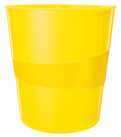 Leitz WOW 52781016 Waste Paper Bin, Pack of 6, 15 Litres, Plastic, Yellow,