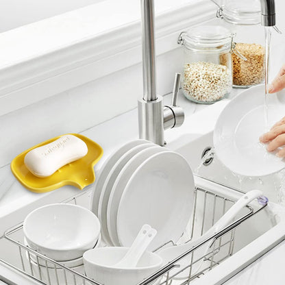 Multi-Color Ceramic Soap Dish with drain, Bathroom Soap Holder(Yellow)