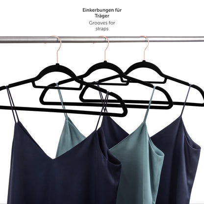 Blumtal Velvet Clothes Hangers 30 Pack – Non-Slip, Space-Saving, Heavy-Duty Hangers with 360° Swivel Hook – Rosegold/Black