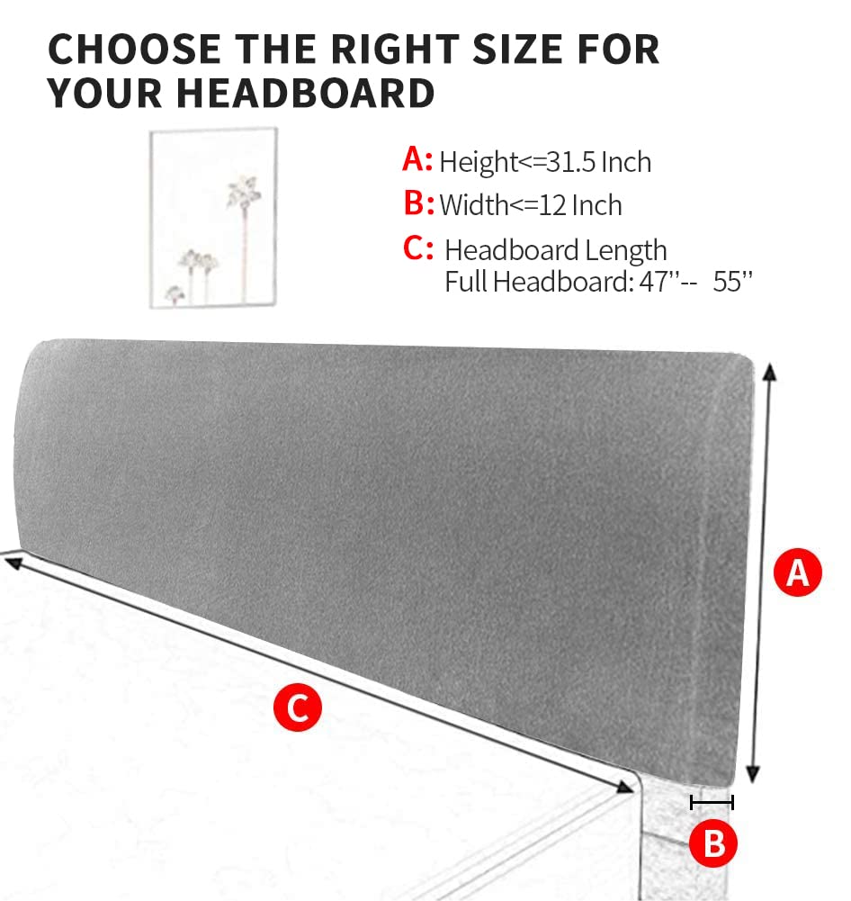 DUJUIKE Bed Slipcover, Stretch Bed Cover, Dustproof Protector for Linen Fabric Tufted Upholstered Headboard (Camel, Full Headboard Length (47"-55"))