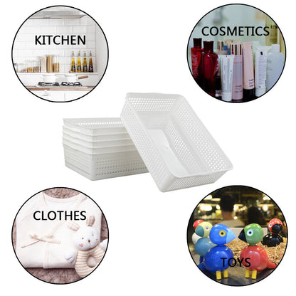 Gitany 6-Pack White A4 Basket Tray, A4 Rectangular Plastic Storage Basket