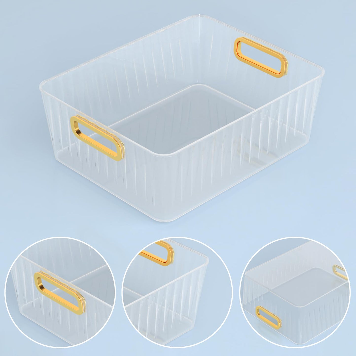 Joyeen 4-pack Clear Kitchen Pantry Bins, Fridge Storage Organizer Bin, 28.5 x 22 x 10.6 cm