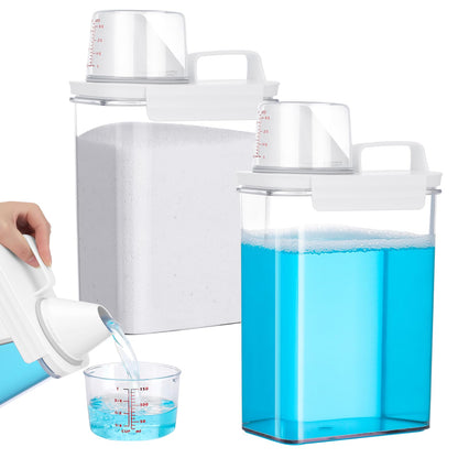 Invalidism 2 Pack Washing Powder Storage,1800ml Laundry Detergent Dispenser with Measuring Cup