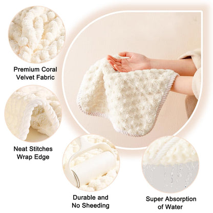 BOJVESH 6Pcs Hanging Hand Dry Towels, Square Microfiber Hand Towels with Hanging Loop, Super Absorbent Soft Small Hanging Towel