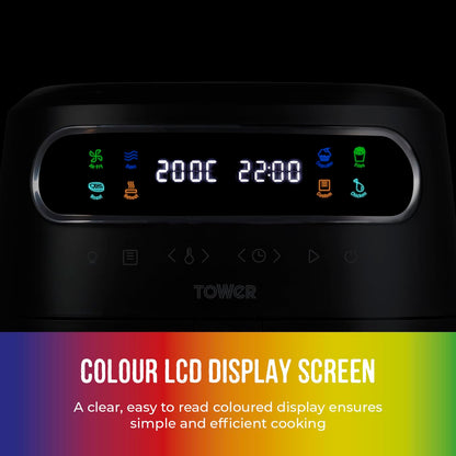 Tower, T17123, Vortx Vizion 7.5L Air Fryer with Colour Digital Display, Digital Control Panel & 7 One-Touch Pre-sets, 1900W, Black