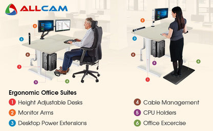 Allcam FRR02 Ergonomic Under-Desk Foot Rest/Foot Rocker 2-in-1, Tilt ± 45°, Height Adjustable
