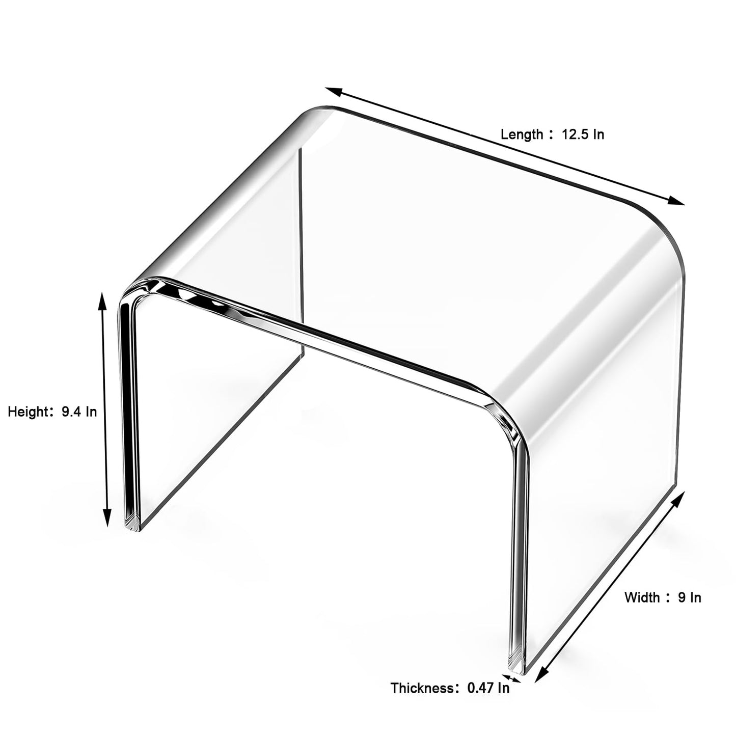 PFOIBOU Acrylic stool,Clear Step Stool, Acrylic Shower Stool, Bathroom Stool for Kitchen, Bathroom,House, Load Capacity to 113 kg (Clear, No Non-Slip)