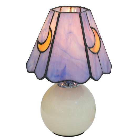 KIPHEPI Mushroom Lamp Small Bedside Table Lamp-Nightstand Pink Blue Glass Moon Nightlight for Bedroom Dorm Living Kitchen, Tiffany Style Aesthetic