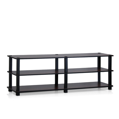 Furinno TURN-S-TUBE TV Stand, 3-Tier No Tools Entertainment Center, TV Console for TV up to 46 Inch, for Living Room, Bedroom, Dark Cherry