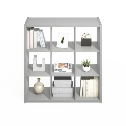 Furinno SIMPLE Cube Storage Organizer, 9-Cube Display Shelf, Open Back Shelving Unit, Storage Shelves, Extra Thick Frame