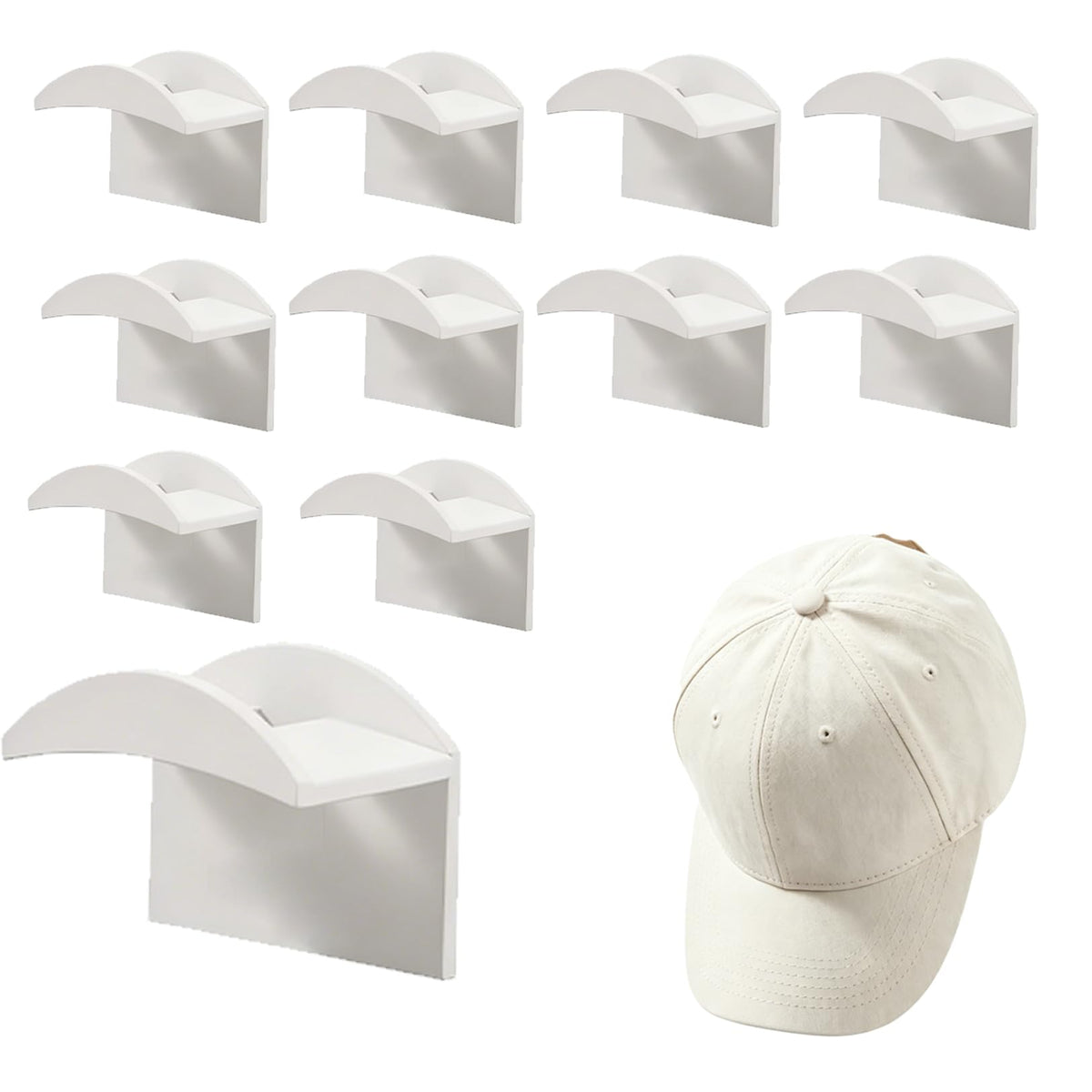 12 Pcs Hat Hooks,Adhesive Cap Holder Hat Hooks for Wall for Baseball Caps