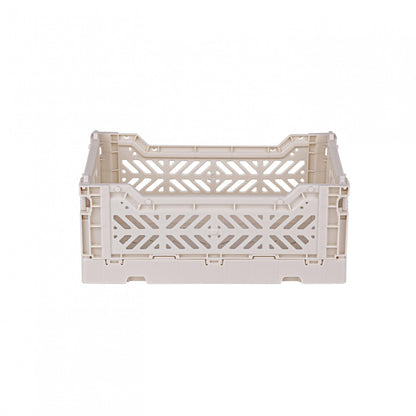 AYKASA Folding Crate, Sturdy Folding Box, Plastic, Stackable, Coconut Milk, Mini (27 x 17 x 11 cm)