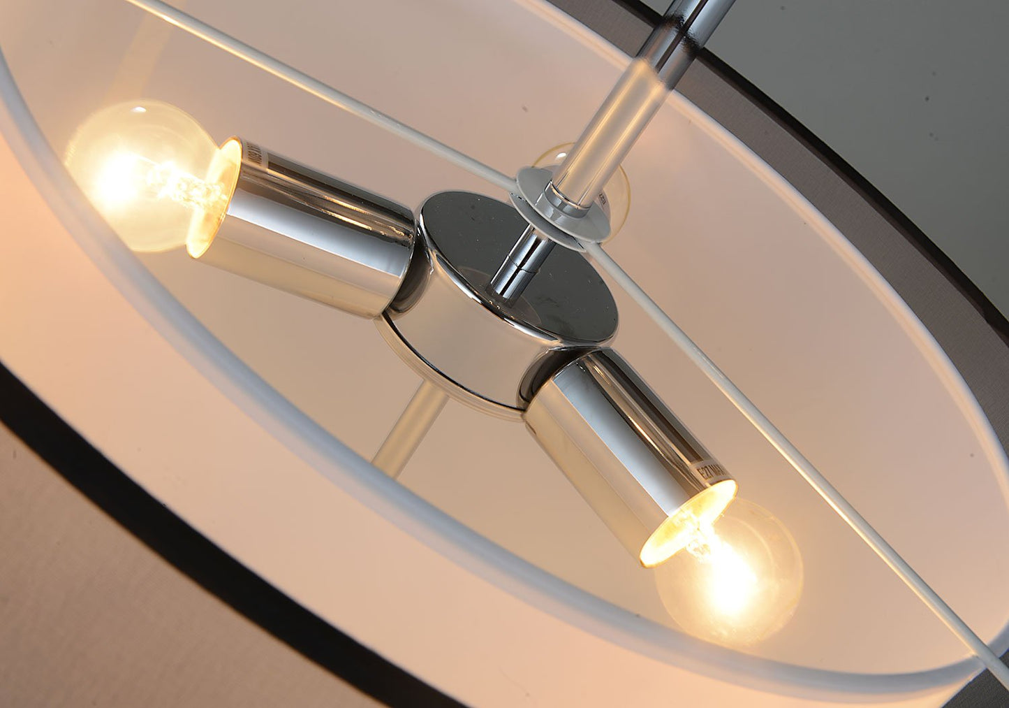 SPARKSOR Ceiling Light, Modern Fabric Pendant Light Shade, Large Black Drum Lampshade, 2 Tiers Round Pendant Lamp, for Bedroom Living Room, Flush