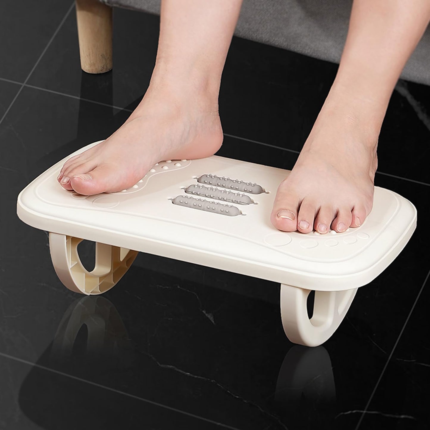 Folpus Ergonomic Foot Rest Under Desk at Work, Rocking Foot Stool Footrest, Footstool with Foot Massage,Promote Leg Circulation, White