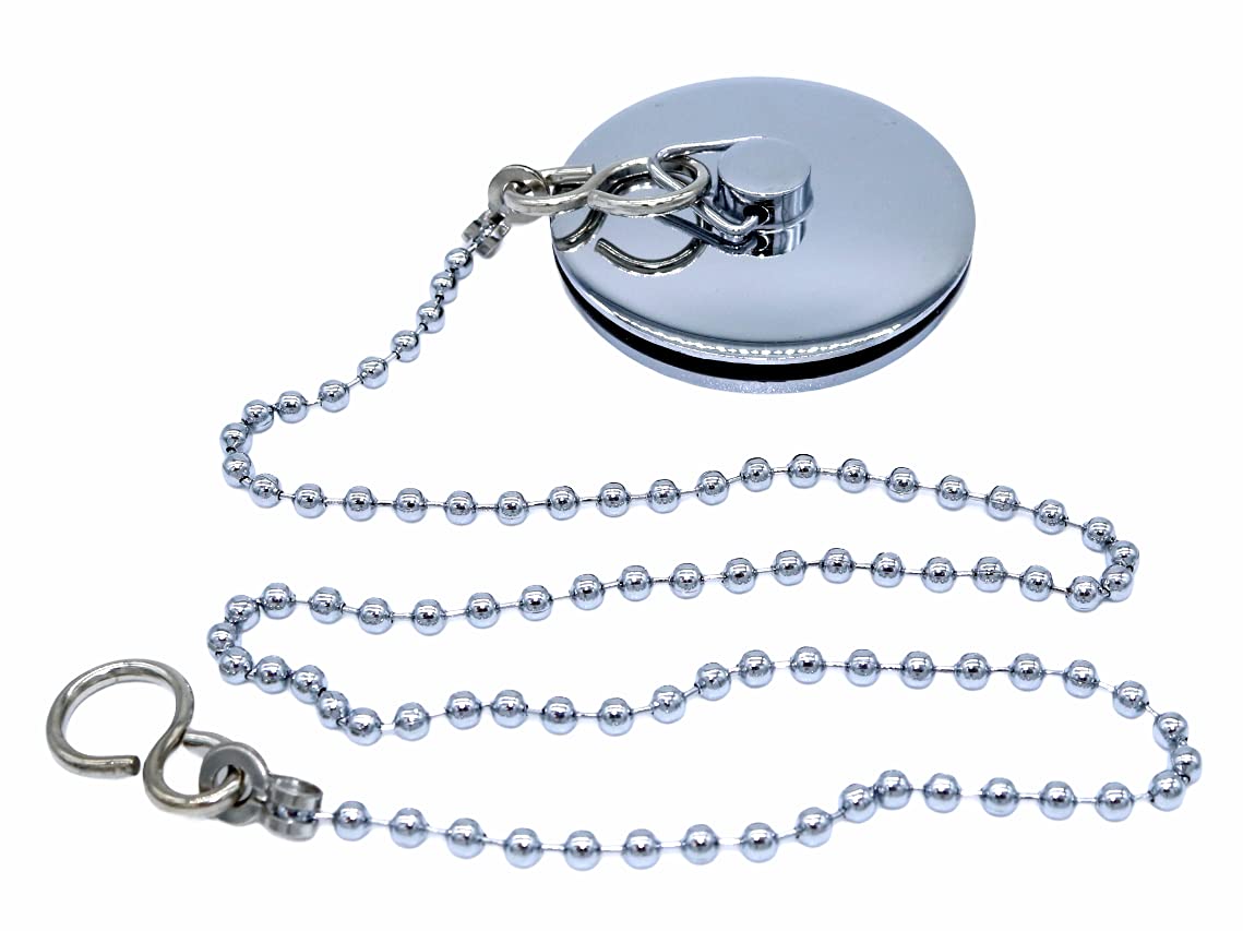 Chrome Plug And Chain for Sink Basins, Kitchens, Baths (1 3/4 Inch / 45mm)