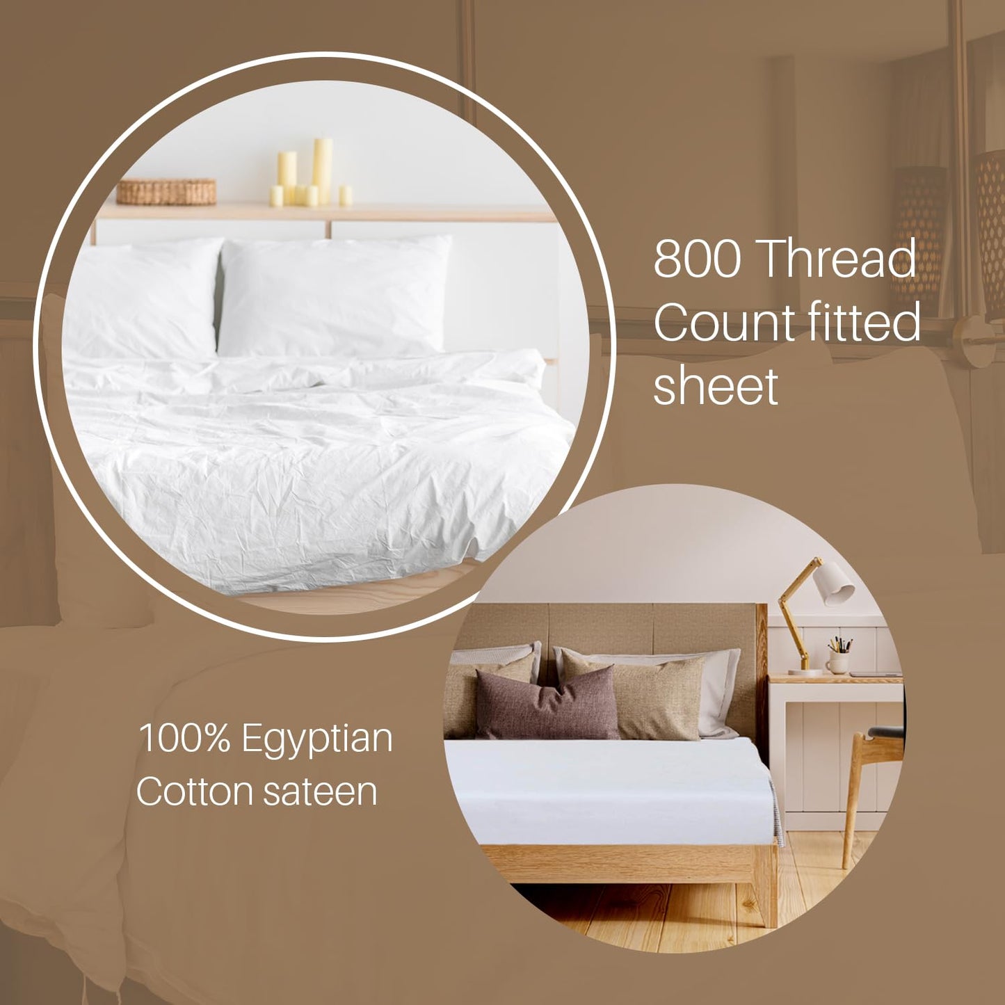 Fitted Sheets 40cm Depth - 800 Thread Count - 100% Egyptian Cotton Hotel Sateen Quality Bedding - White - Super King