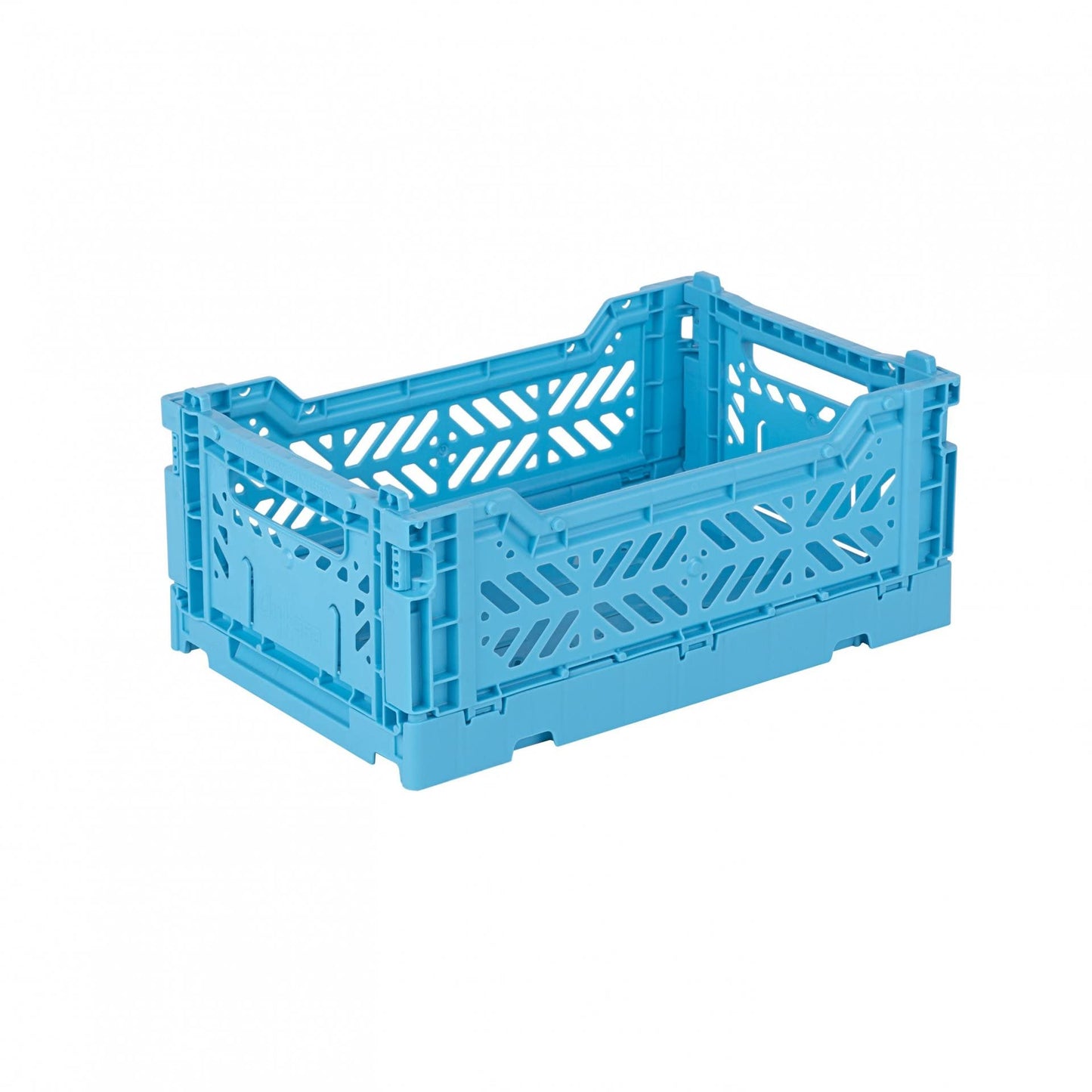 Ay-Kasa Folding Box, Sturdy Plastic Folding Box, Stackable, Turquoise, Mini (27 x 17 x 11 cm)