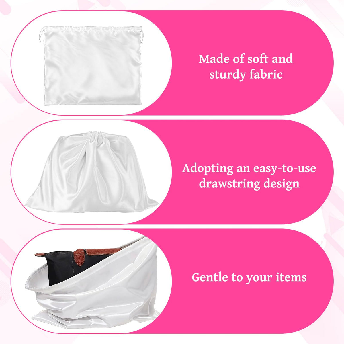 Dust Bags for Handbags, 3pcs Set of Silk Handbag Dust Bags Clear，40x50cm Dusts Bag Clear Suitable for Storing Handbag, Bag, Shoe and Other Item
