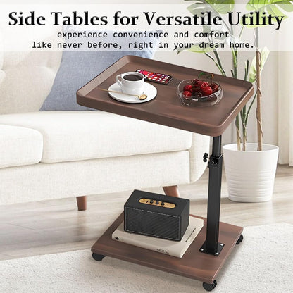 Kiss Me C Shaped Side Table, Height Adjustable 360° Swivel Couch Table