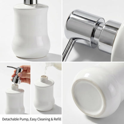 Soap Dispenser - Chic Hand Soap Dispenser with Pump and Funnel Ceramic Dish Soap Lotion Dispenser