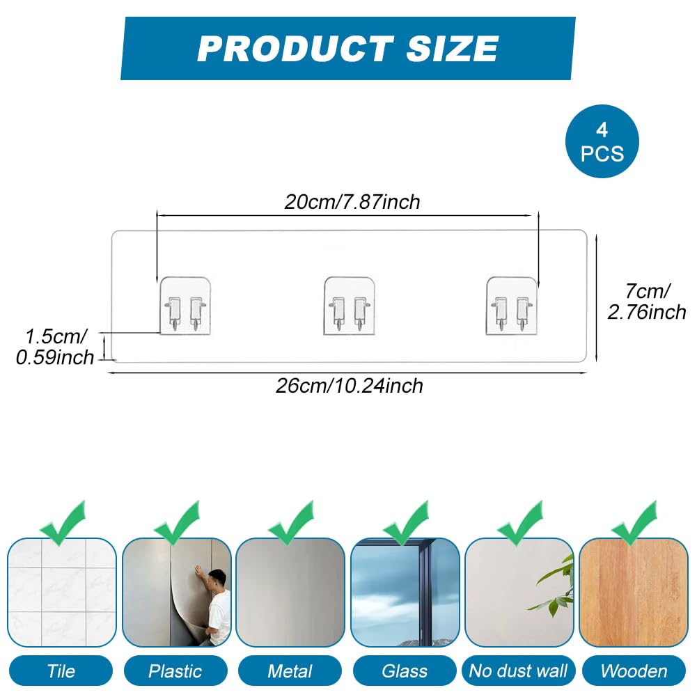 4 Pcs Shower Caddy Adhesive Replacement, Strong Stickers Wall Hooks