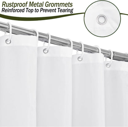 Shower Curtain, Solid Colour Fabric Shower Washable Curtain Mould Resistant and Water Repellent, Shower Curtain for Bathroom (White,180 * 180)