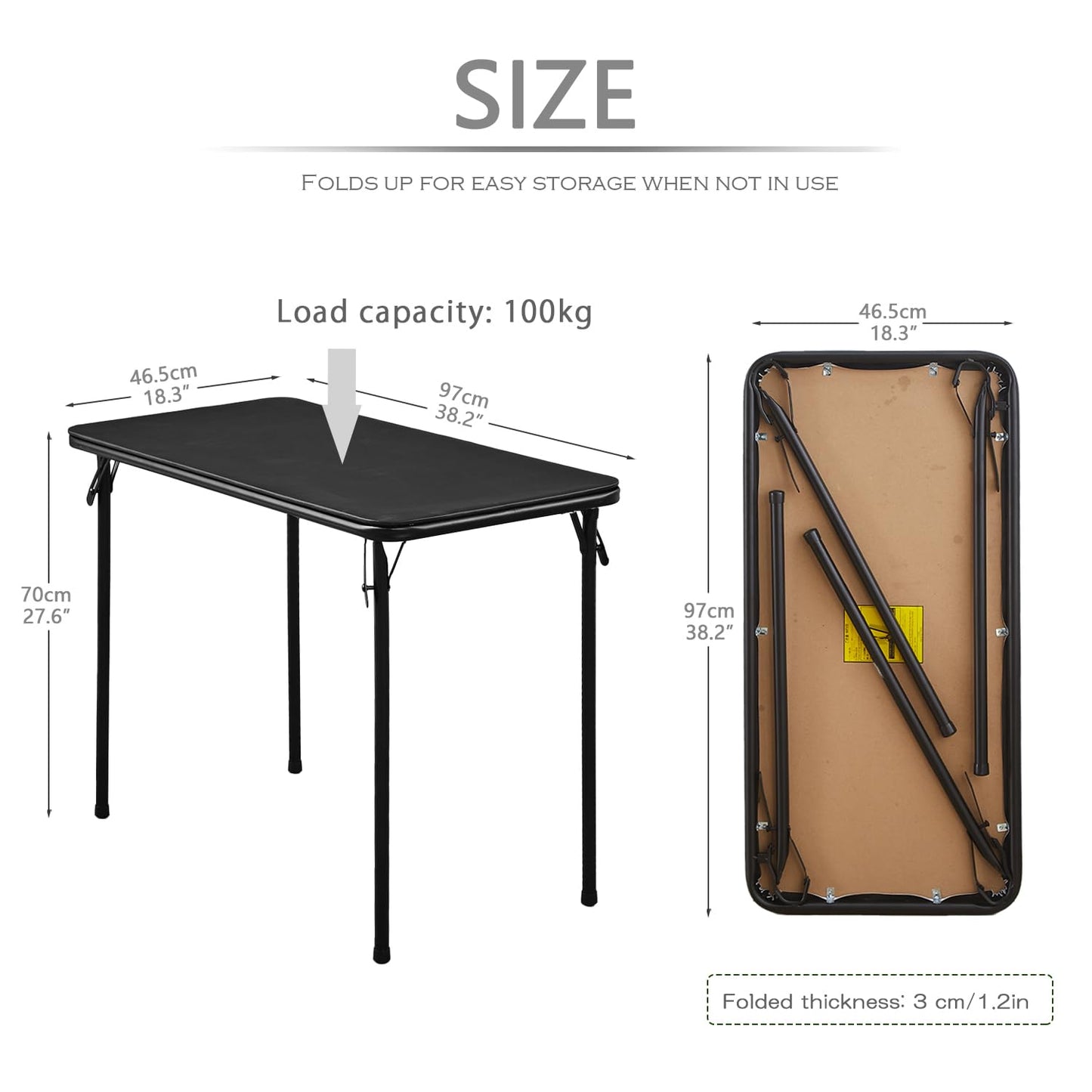 KAIHAOWIN Metal Folding Table, Small Foldable Desk with Vinyl Top, Powder-Coated Steel Legs