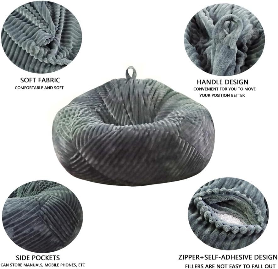 lygooh No filler Fluffy Bean Bag Cover Large Stuffed Storage Covers 3 ft