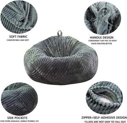 lygooh No filler Fluffy Bean Bag Cover Large Stuffed Storage Covers 3 ft