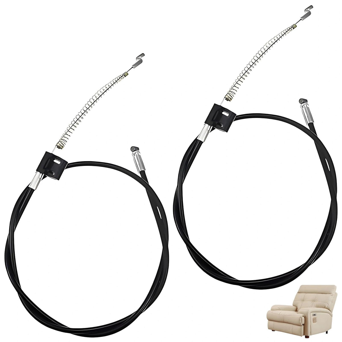 JIESHEPR 2 Pcs Recliner Chair Cable Replacement with Metal Pull Handle, Durable Sofa Release Lever Kit Compatible with Massage Chairs