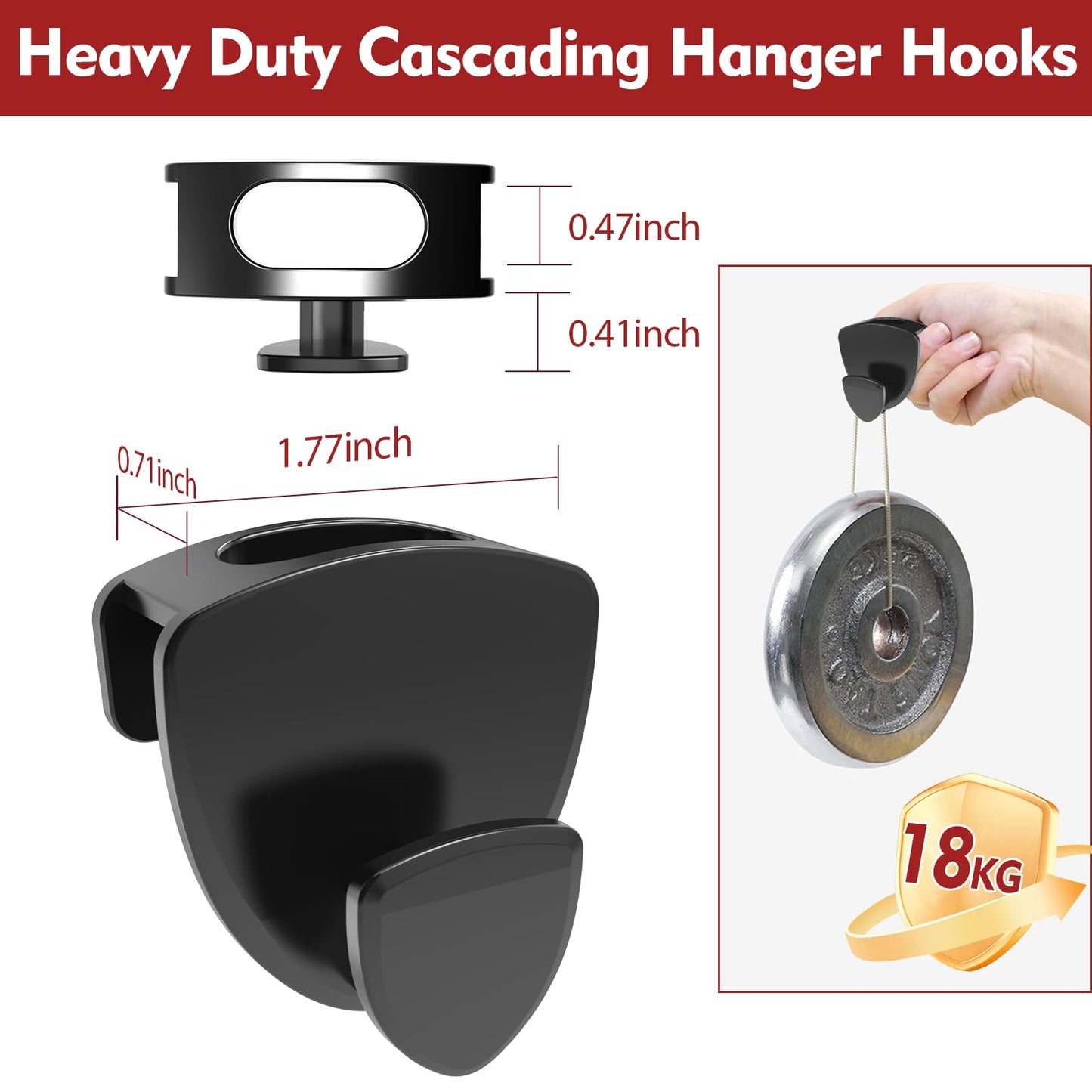 Latoxcaa Hangers Space Saving 50Pcs, Upgrade 40Lb(Max) Heavy Duty Hanger Hooks Space Saver, Space Saving Hangers for Clothes Hanger Connector Hooks