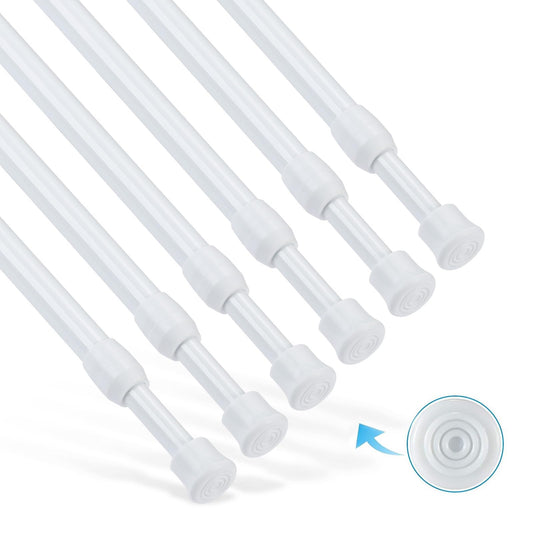 6Pcs Tension Rod, Goowin 55-90 cm Tension Curtain Rod, No Drilling Rustproof Spring Small Tension Rod, Adjustable Tension Rods for Closet, Kitchen,