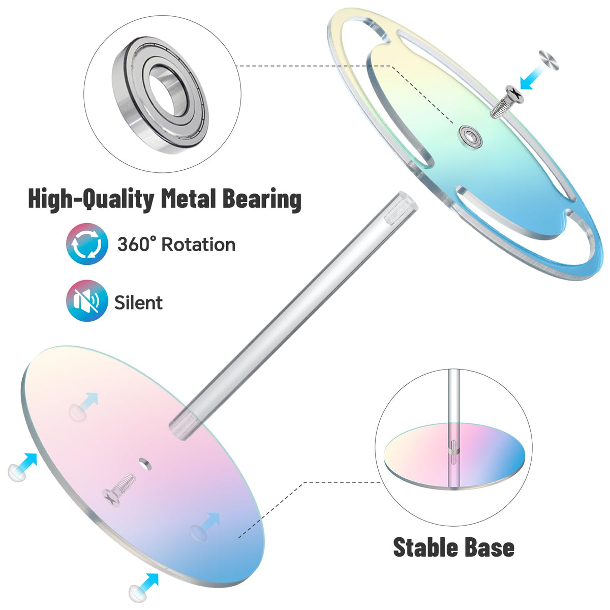 NiHome Iridescent Acrylic Rotating Sunglasses Holder Stand, Rotating Glasses Holder for Home/Retail Display