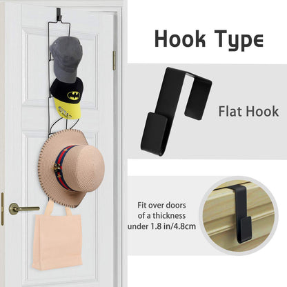 Livememory Hanging Hat Rack, Baseball Caps Hat Racks for Door, Wall, Closet, Bathroom, 10pcs (Black)