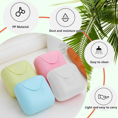 4PCS Travel Soap Case, Soap Bar Travel Soap Dish with Lid Waterproof Leakproof Square Small Soap Box Container Holder Closable Soap Holder Portable