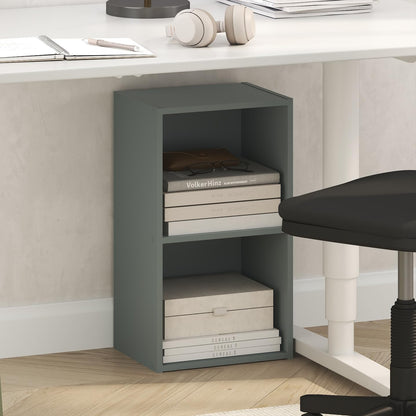 Furinno PASIR Book Shelf, 2-Tier Modern Bookshelf, Open Shelves Bookcase 22.9(D) x 30.5(W) x 53.3(H) cm, for Living Room, Bedroom, Home Office