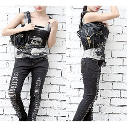 FiveloveTwo® Men Women Multi-Purpose Tactical Drop Leg Arm Bag Pack Hip Belt Waist Messenger Shoulder Fanny Packs Steampunk Bag Wallet Purse Pouch Bag