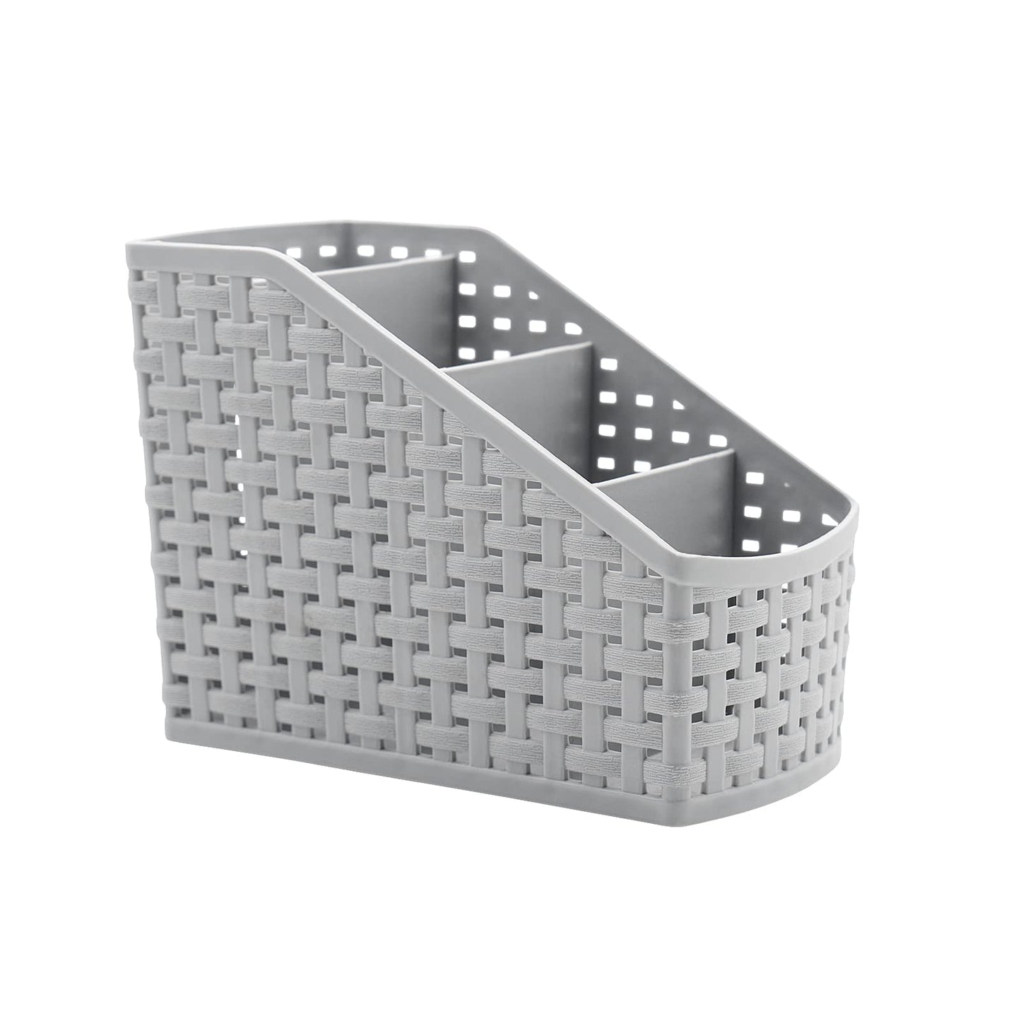 Fai Top 4 Grid Plastic Storage Basket Grey