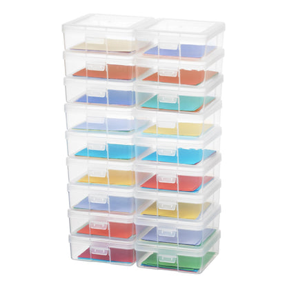 novelinks Small Plastic Storage Box Containers with Latching Lids - Craft Organizers and Storage Stackable Storage Organizer Pencil Crayon Box