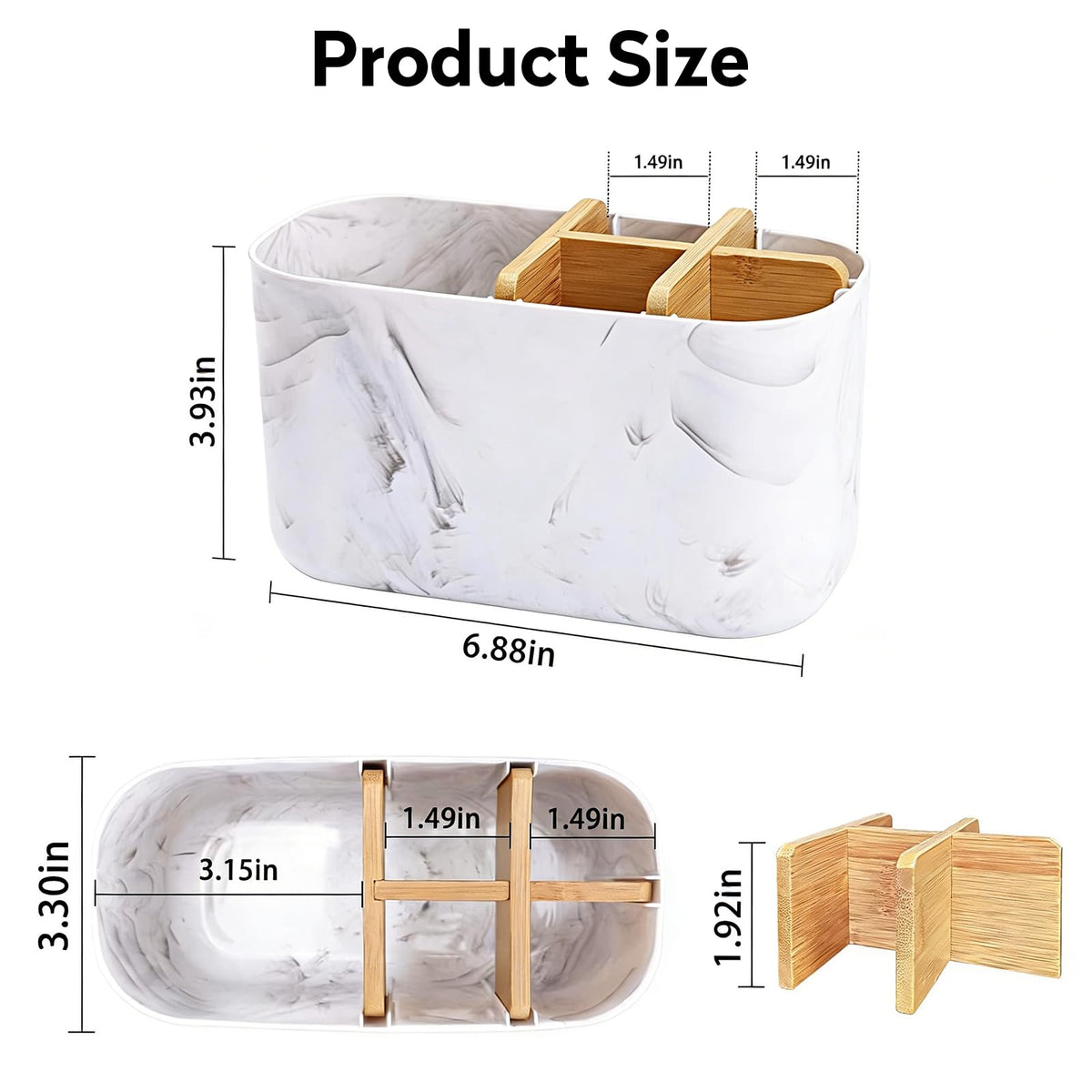 Foyscr Bathroom Bamboo Toothbrush & Toothpaste Holder White - 5-Slot Storage Organizer Caddy, Ideal for Electric Toothbrushes, Kids & Family Use