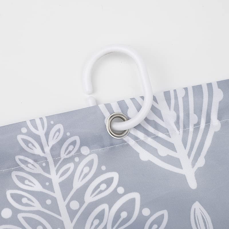 VIROSA Grey Leaf Shower Curtain for Bathroom Anti Mould, Mildew Resistant | 180 x 180 cm (71 x 71 Inch) | Water Repellent Fabric | 100% Polyester