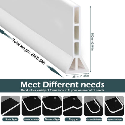 Wet Room Floor Water Barrier, Shower Threshold Water Splash Guard,TPE Shower Door Water Dam, Shower Threshold Water Retaining Strip