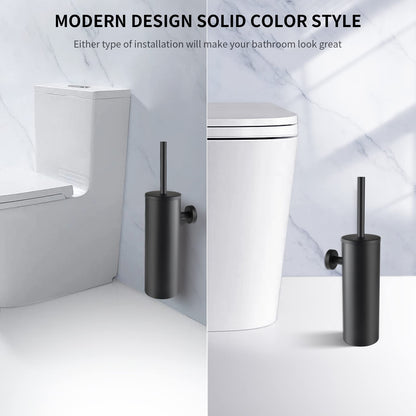 WAVEWO Toilet Brush Stainless Steel Wall Mounting, Toilet Brush with Closed Splash-proof Cover