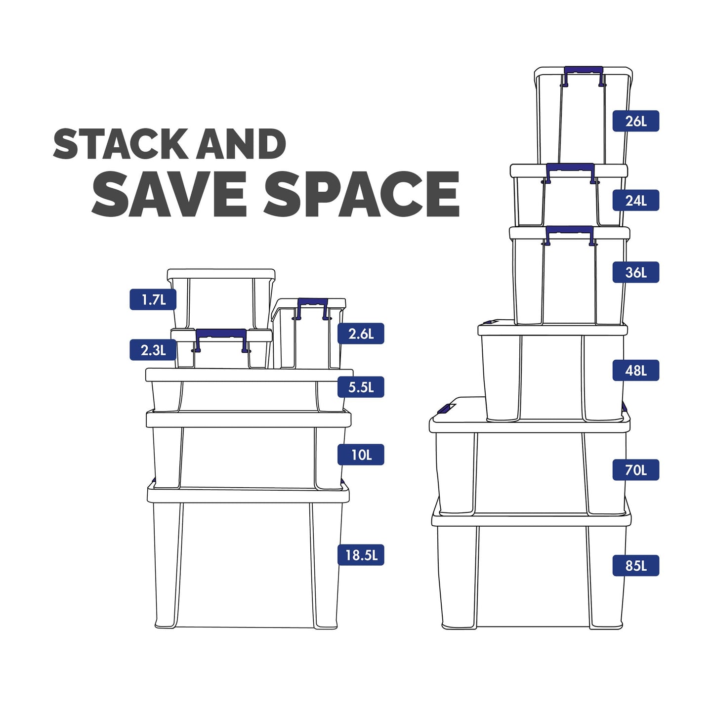 Bankers Box Storage Box 0.5L (10 Pack) - BPA-Free, Stackable Plastic Organizer with Clip-Lock Lid