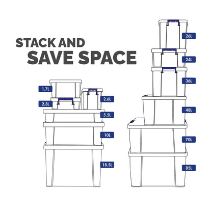 Bankers Box Storage Box 0.5L (10 Pack) - BPA-Free, Stackable Plastic Organizer with Clip-Lock Lid