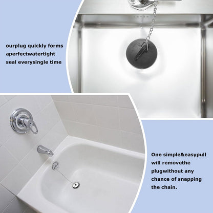 2 Pcs Universal bath plug with Stainless Steel Chain