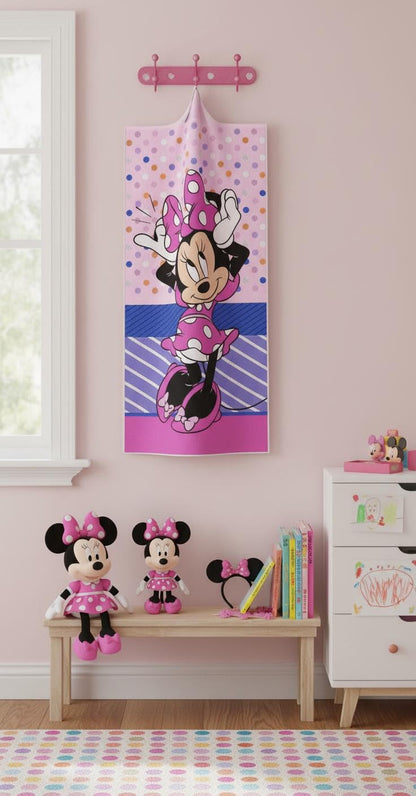 BrandMac Disney Minnie Mouse Beach & Bath Towel 70x140 cm, 100% Cotton | Soft & Absorbent Kids Bath & Swim Towel